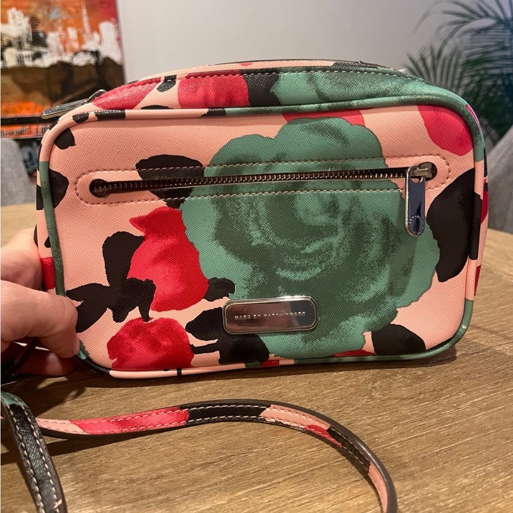 Marc Jacobs Pink and Green Crossbody Bag with Bold Color Blocking